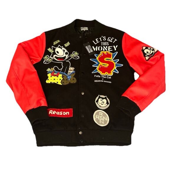 Felix Other - FELIX THE CAT Varsity jacket Size Small Embroidered NWT